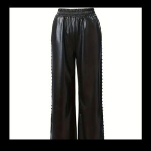 🧿Solid Elastic Beaded Wide Leg Pant